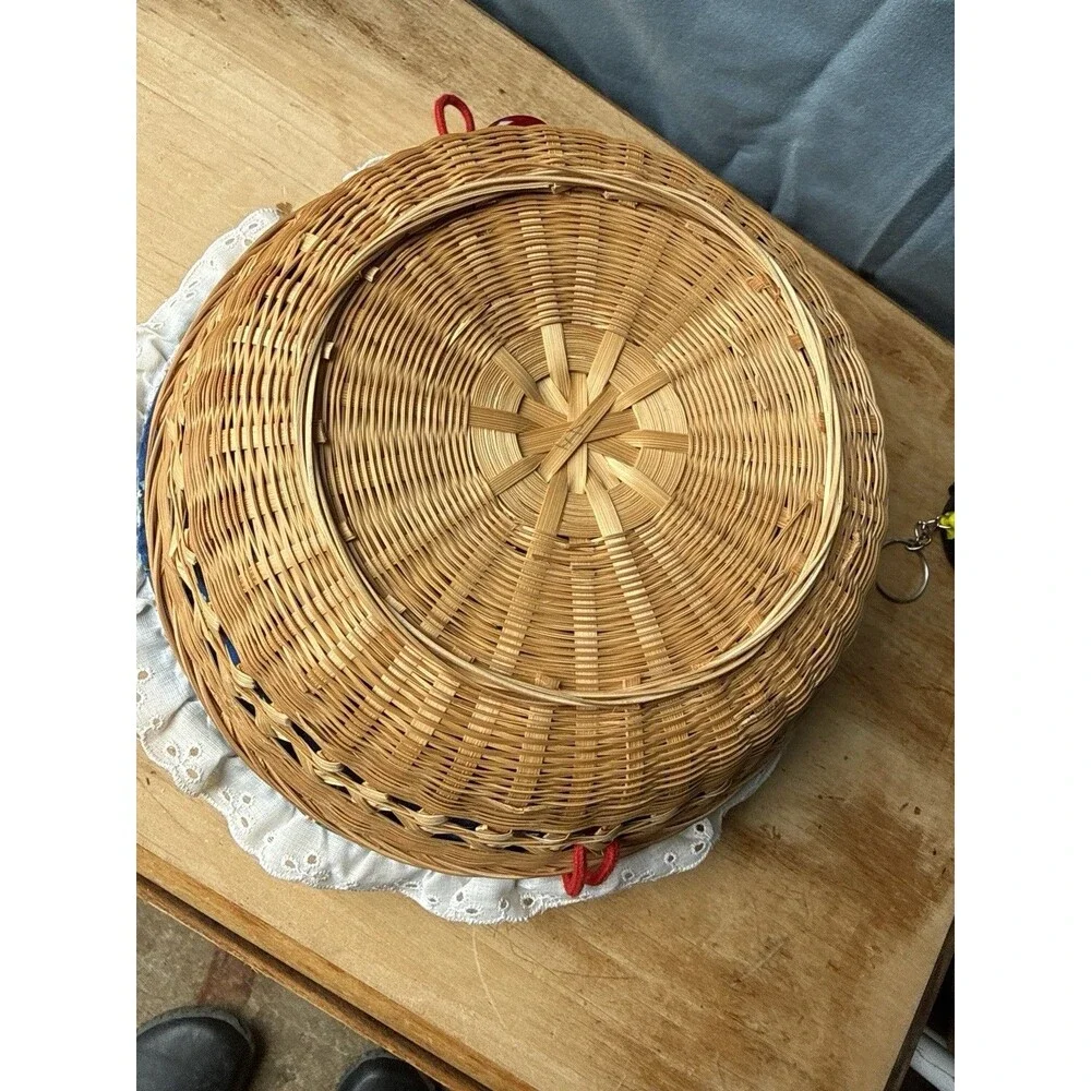 Vintage Floral Sewing Basket Organizing Storage Box Collectible